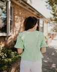 Ruffle Sleeve Eyelet Top