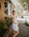 Ruched Mini Dress- White