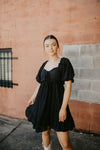 Set In Motion Eyelet Dress- Black