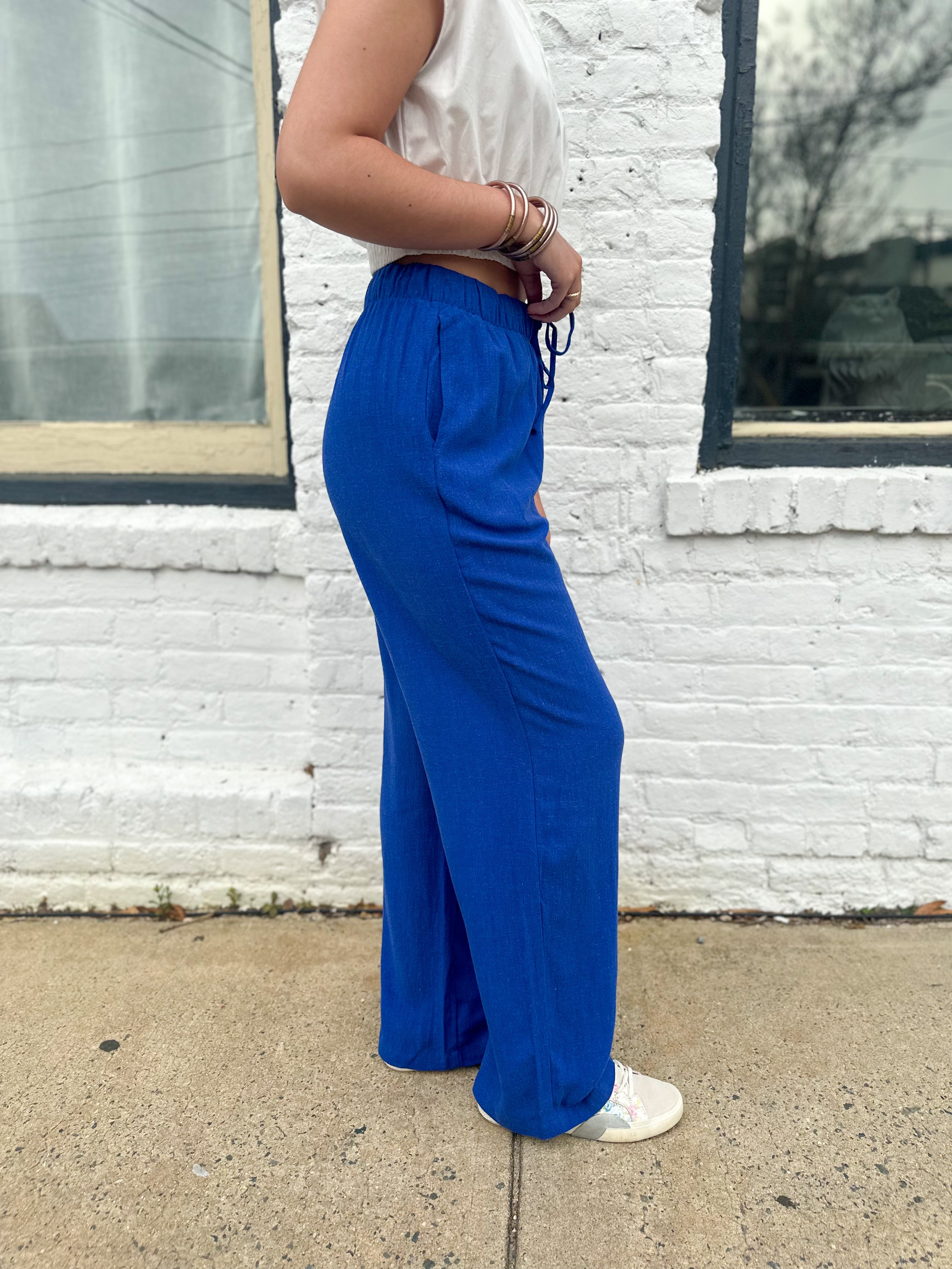 Shoreline Linen Pants- Cobalt