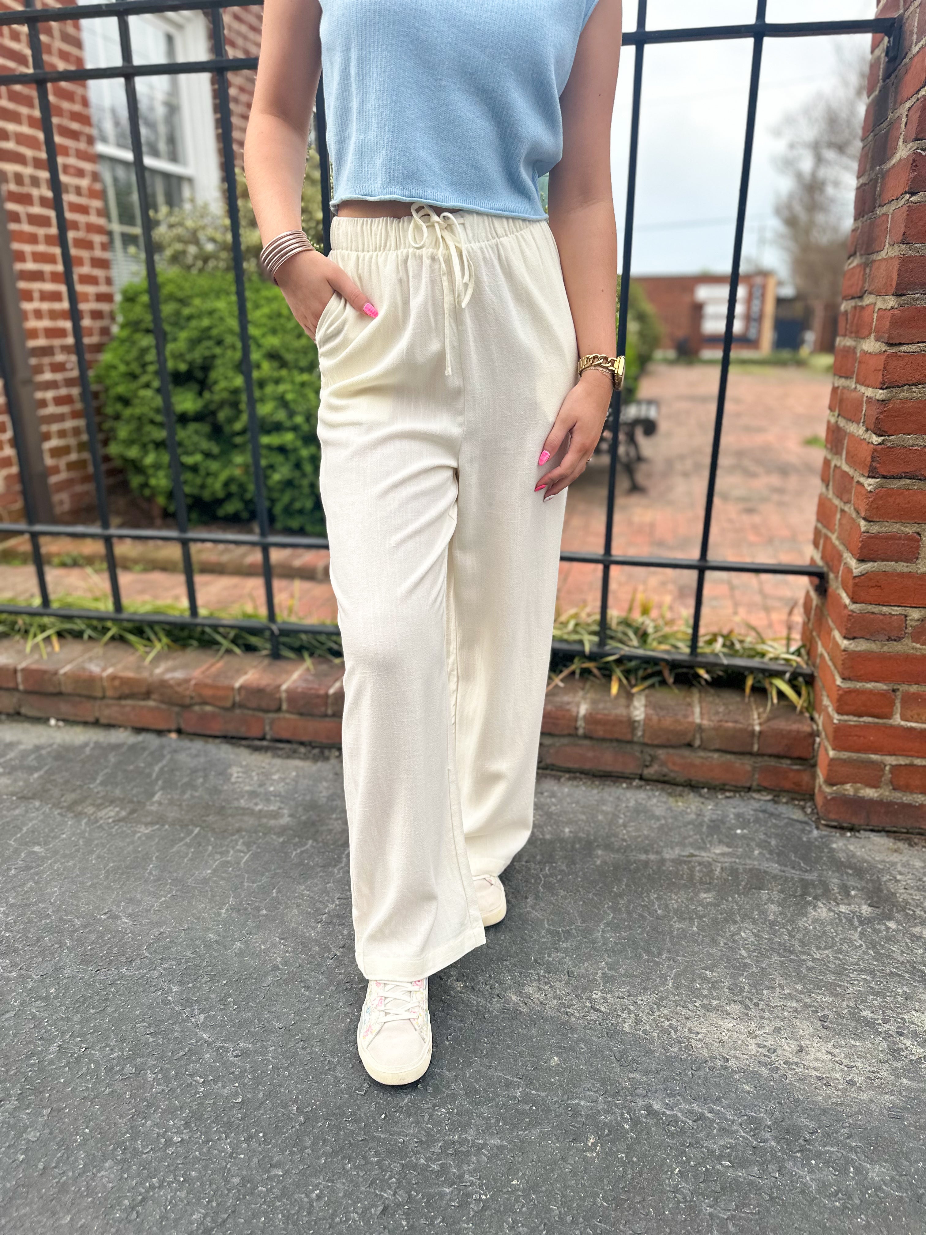 Shoreline Linen Pants- Cream