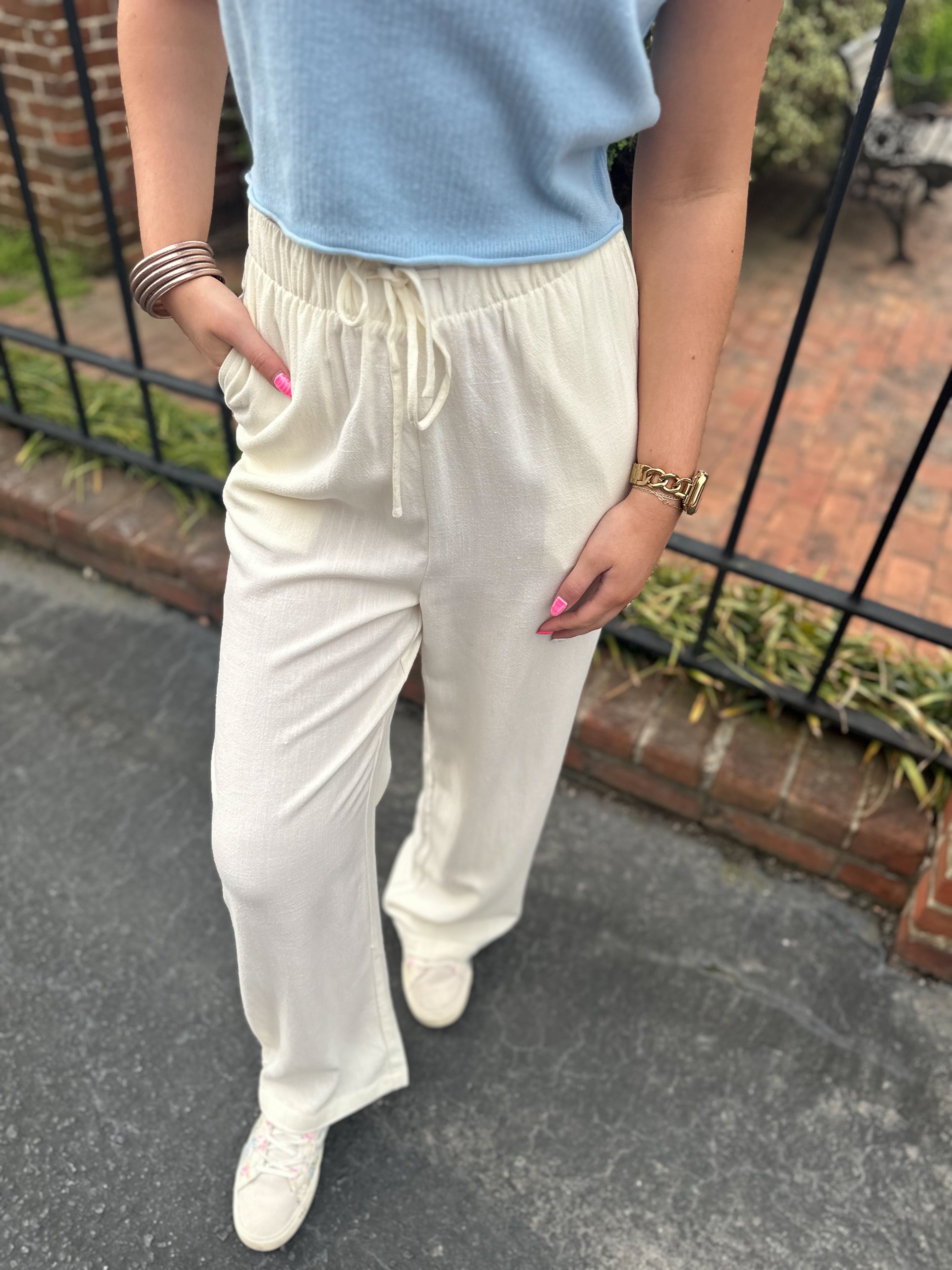 Shoreline Linen Pants- Cream