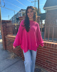 Out and About Sweater- Hot Pink