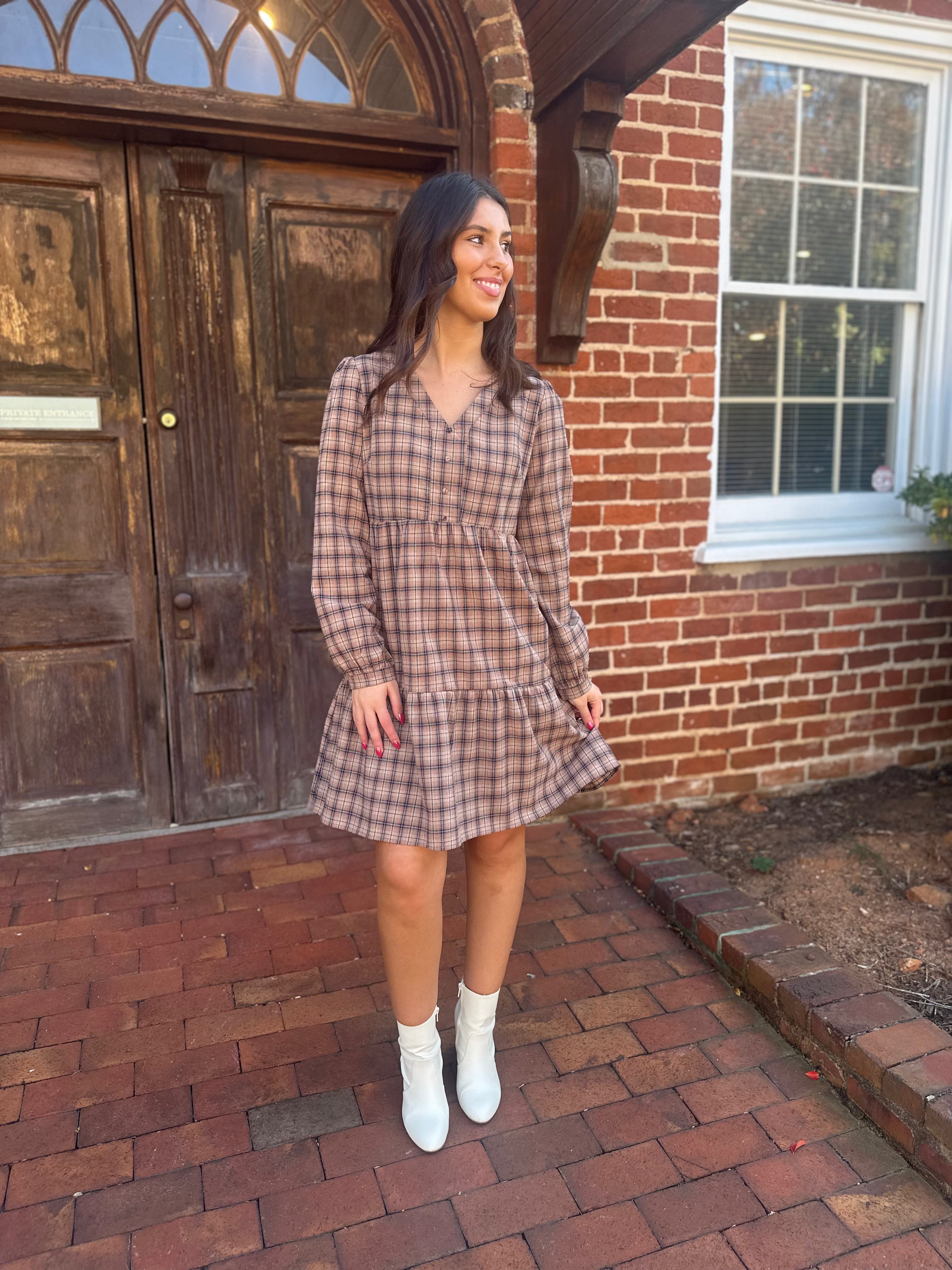 Plaid Long Sleeve Dress Evelyn Rose Boutique Plaid Long Sleeve Dress Evelyn Rose Boutique