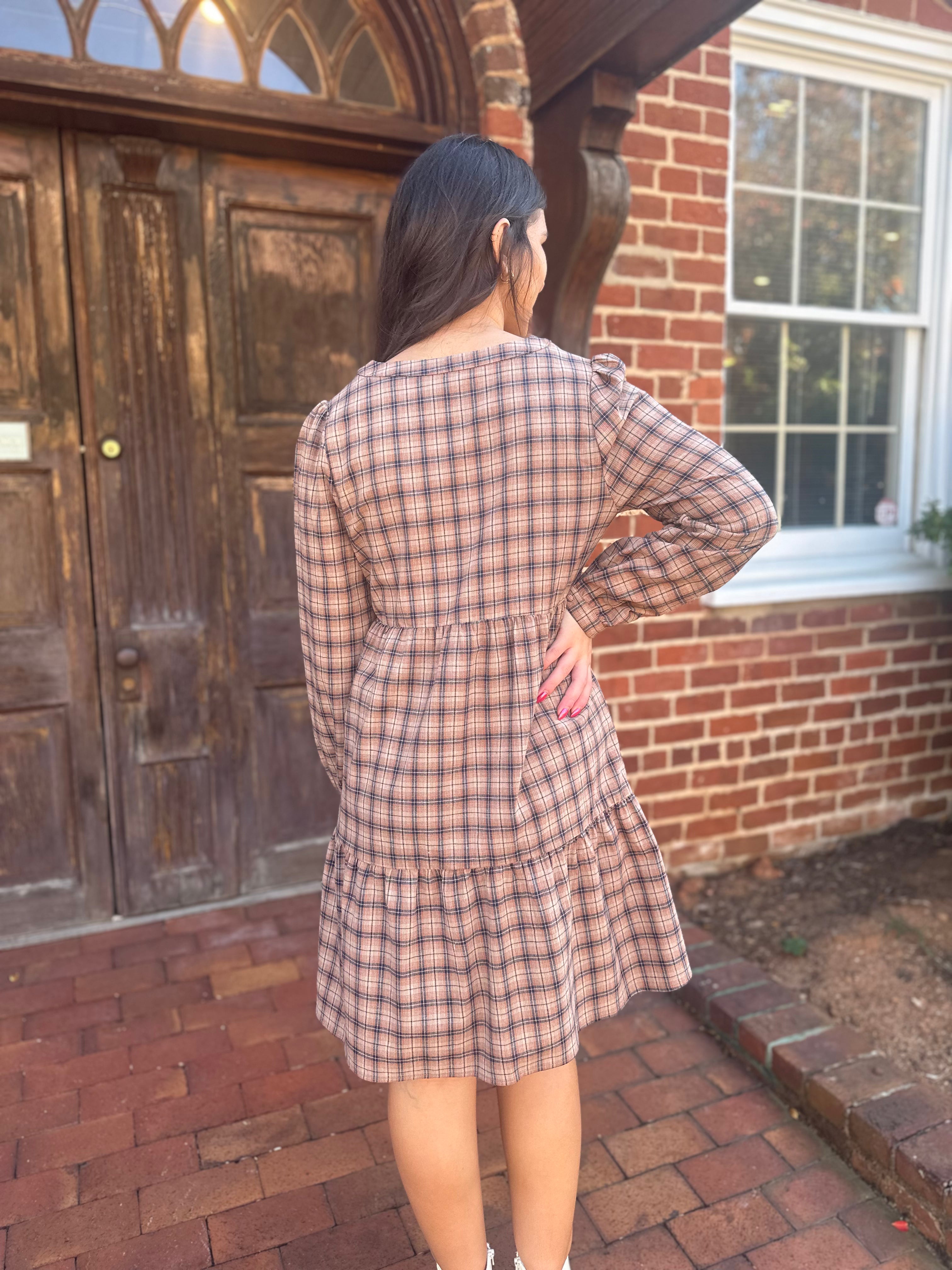 Plaid Long Sleeve Dress
