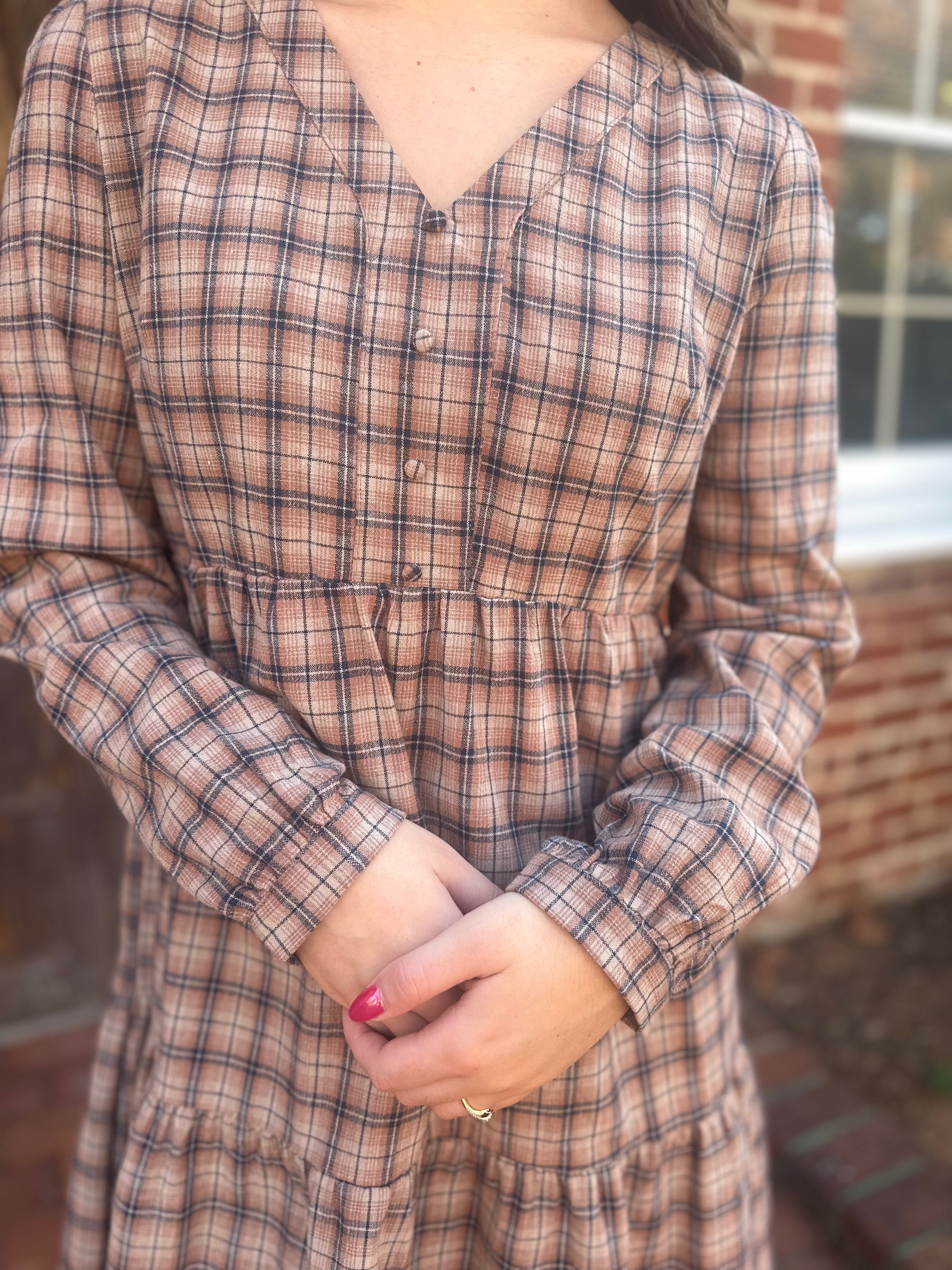 Plaid Long Sleeve Dress