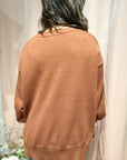 Side Slit Sweater- Brown