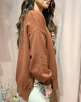 Side Slit Sweater- Brown