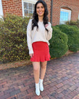 Knit Mini Skirt- Red
