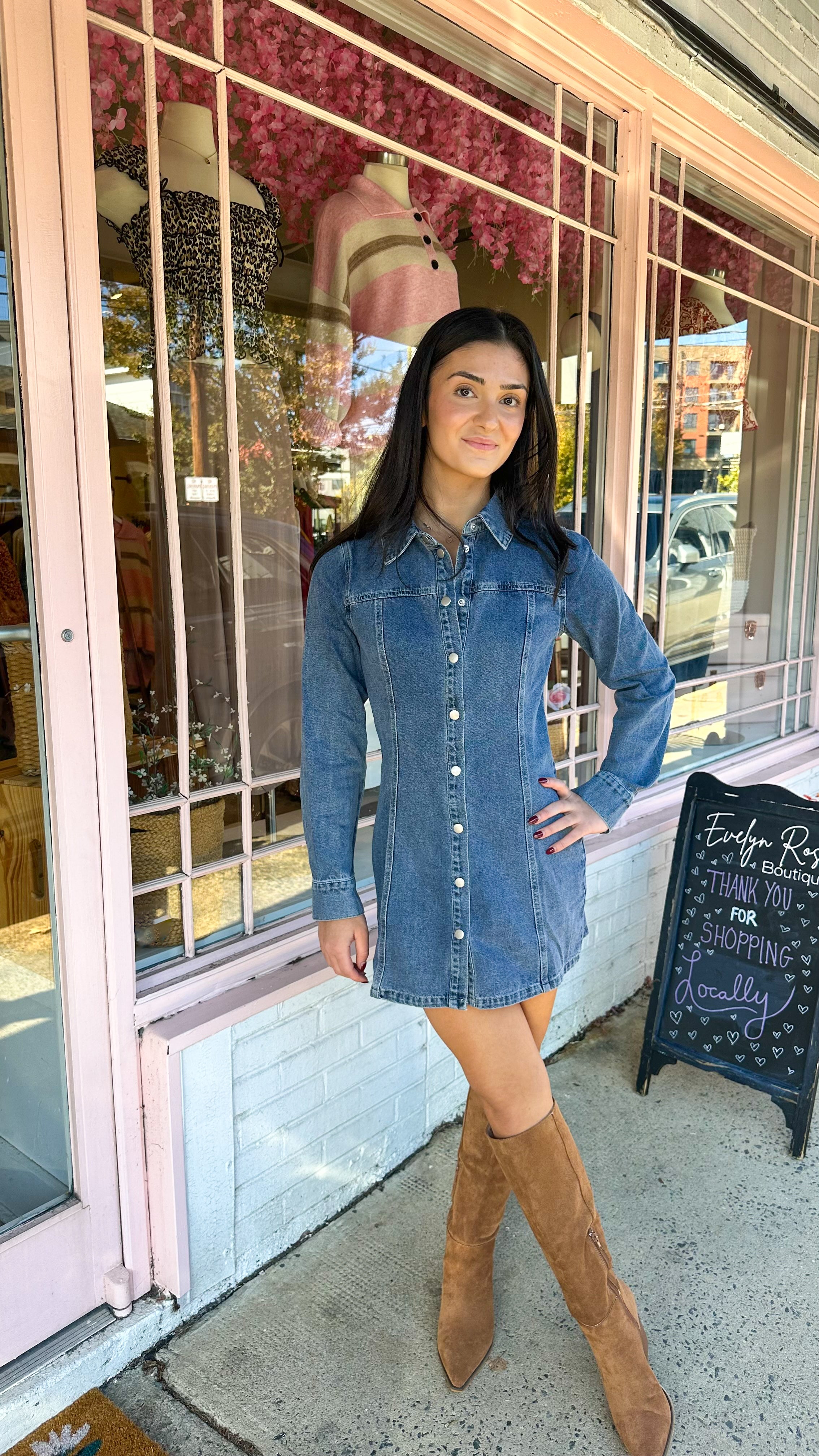 On Her Way Denim Dress