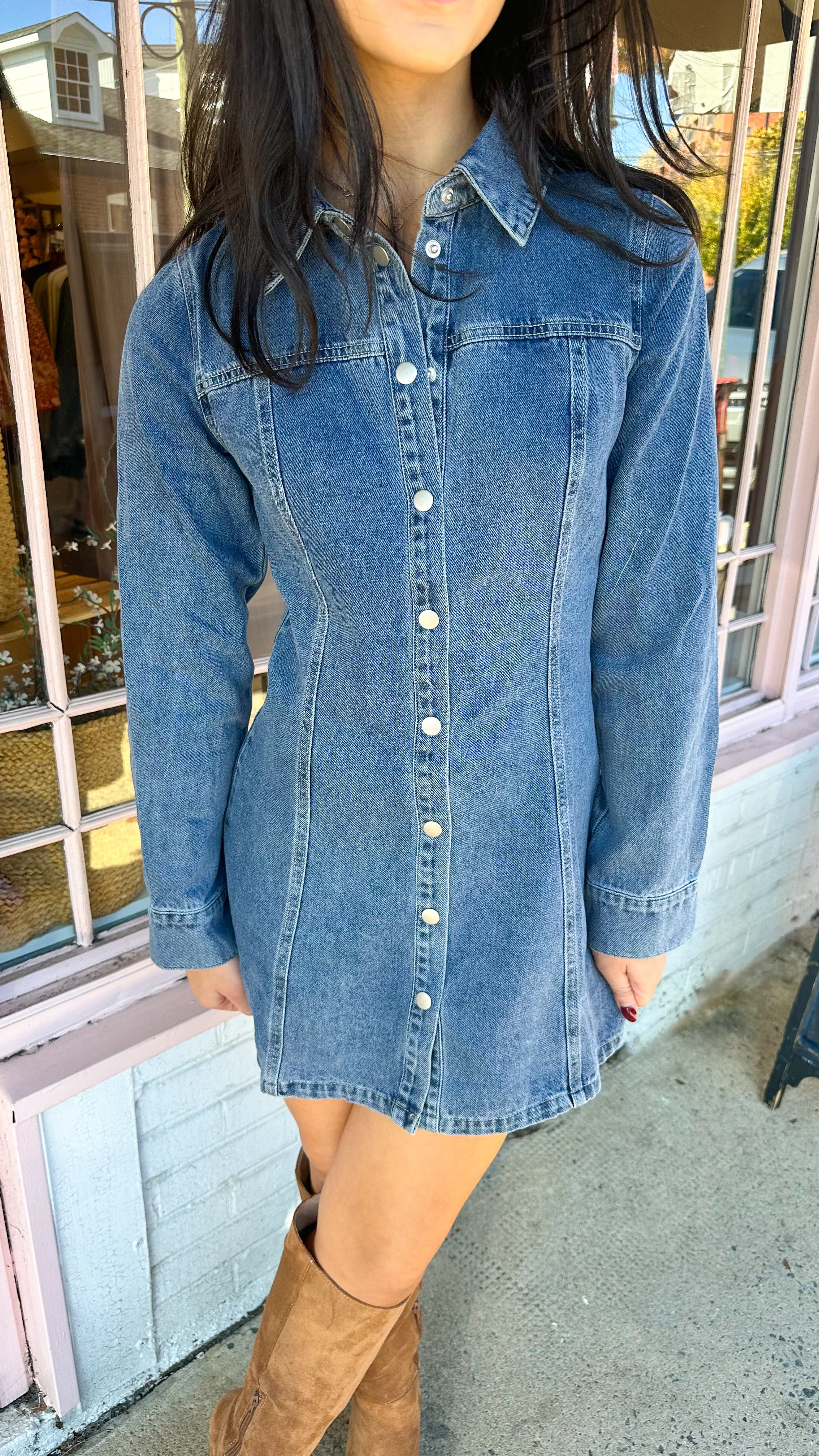 On Her Way Denim Dress