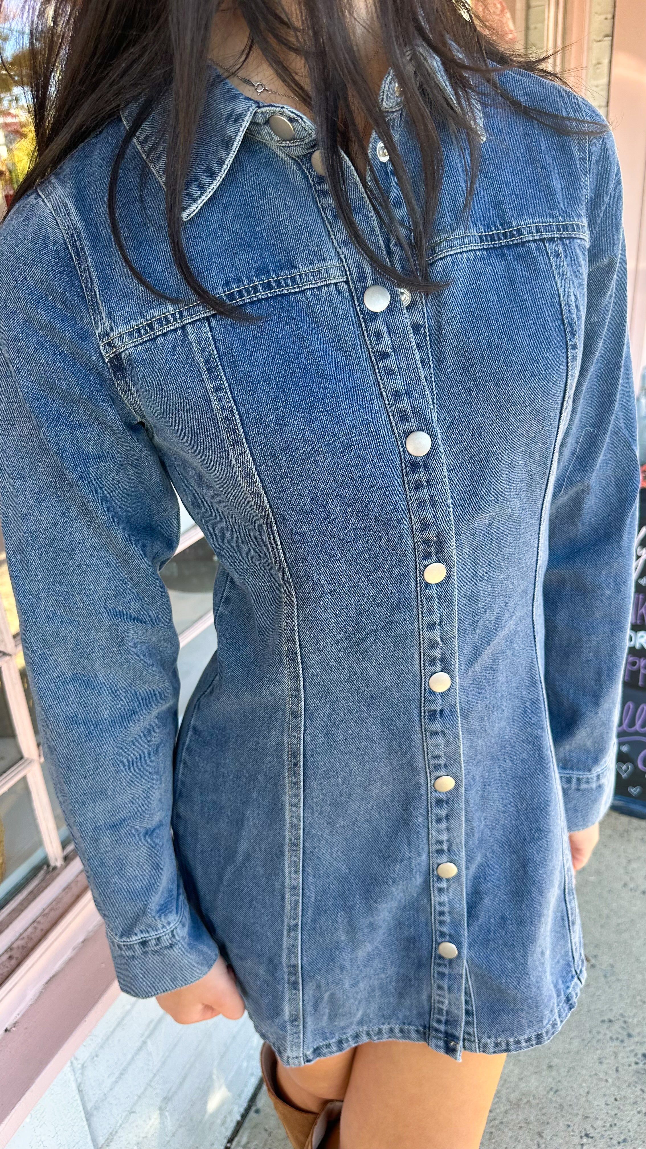 On Her Way Denim Dress