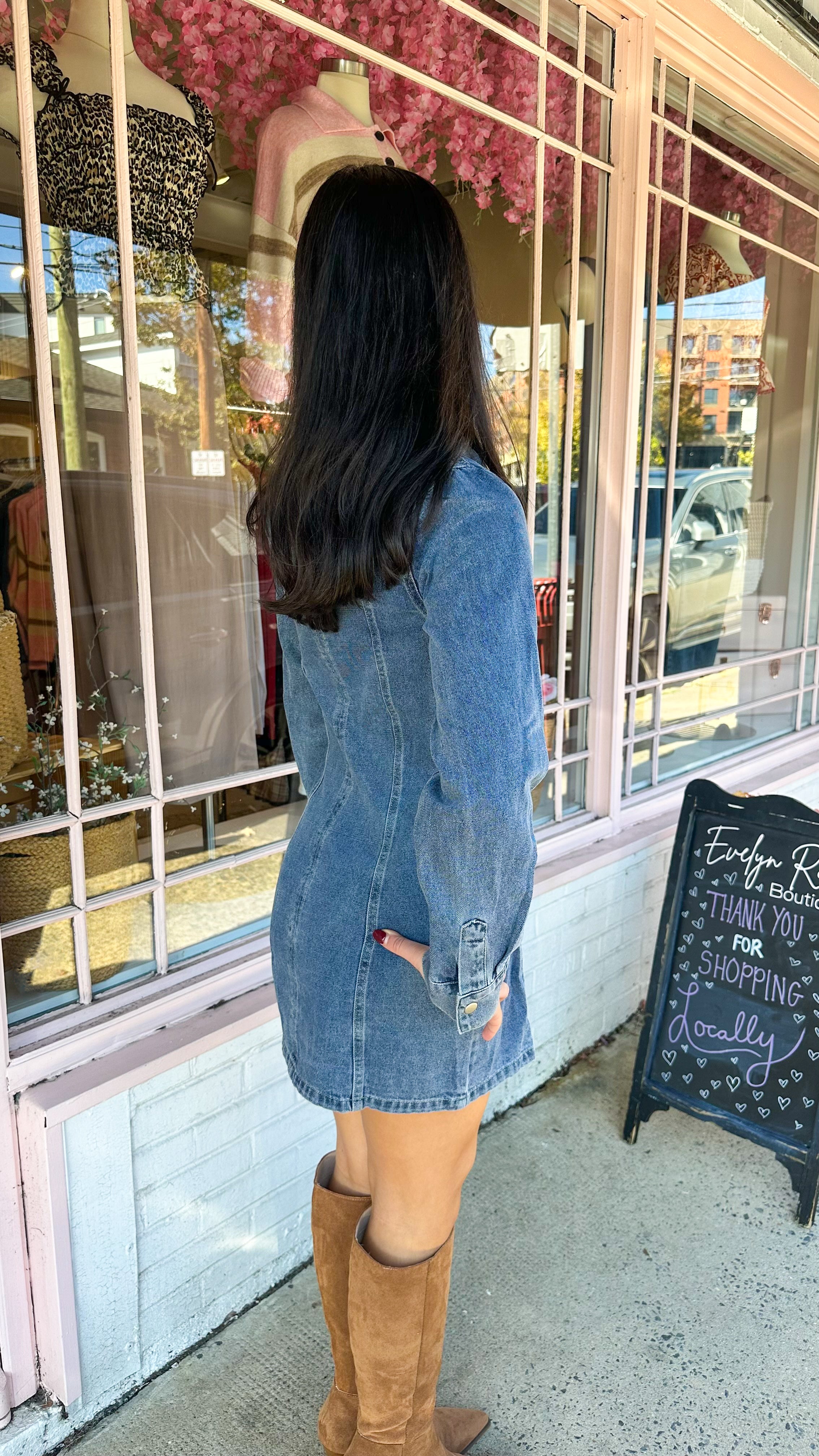 On Her Way Denim Dress