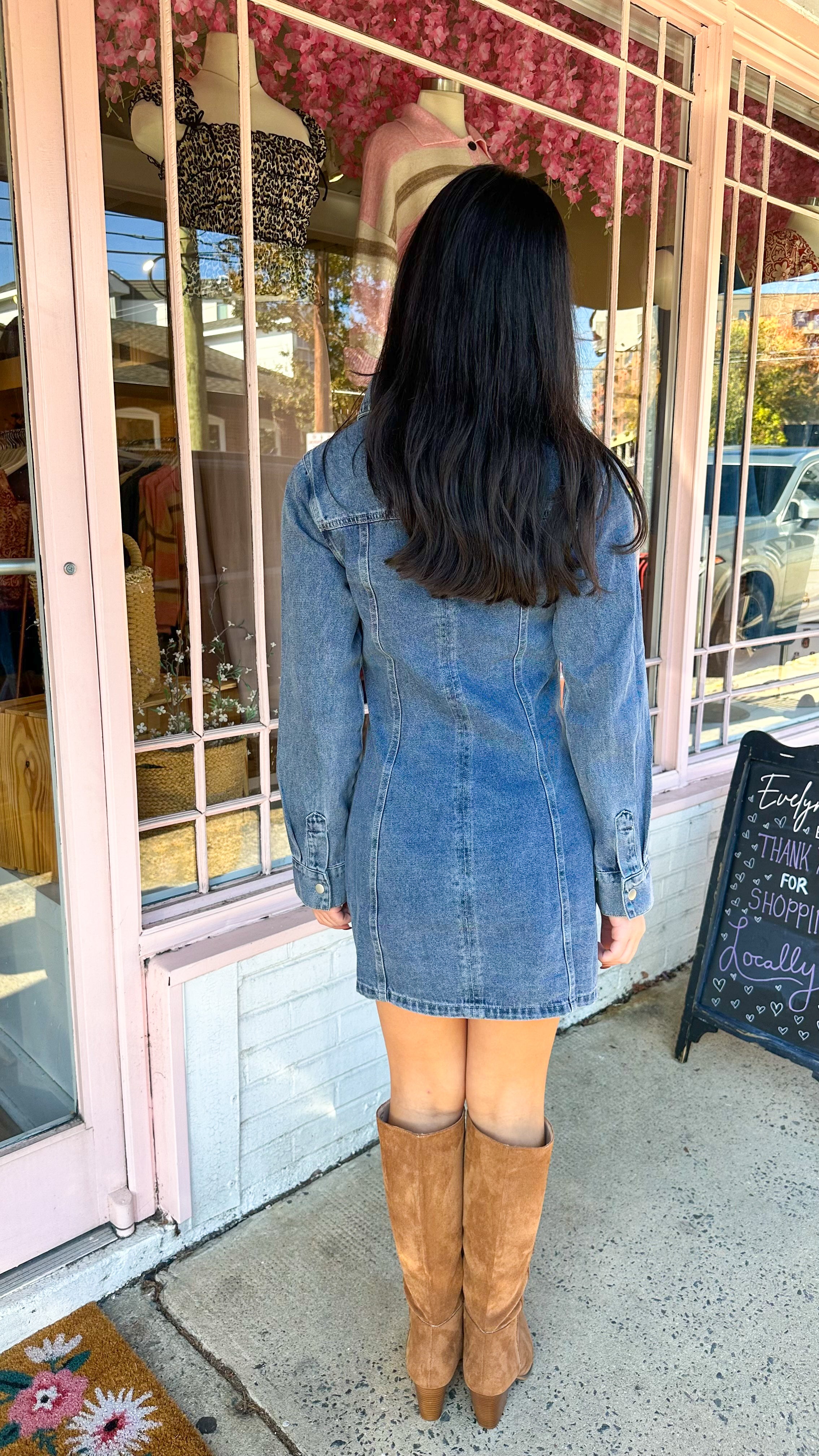 On Her Way Denim Dress