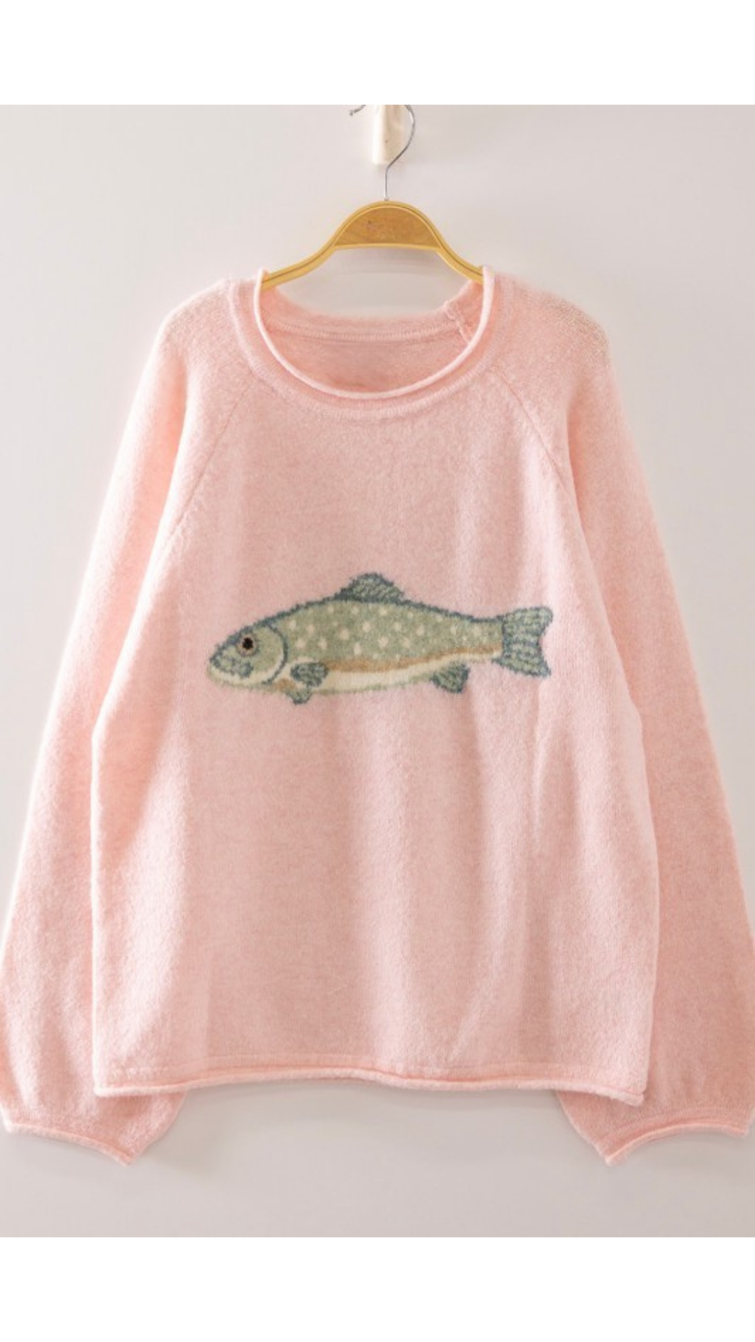 Fish Knit Sweater- Rosewater