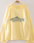 Fish Knit Sweater- Lemon