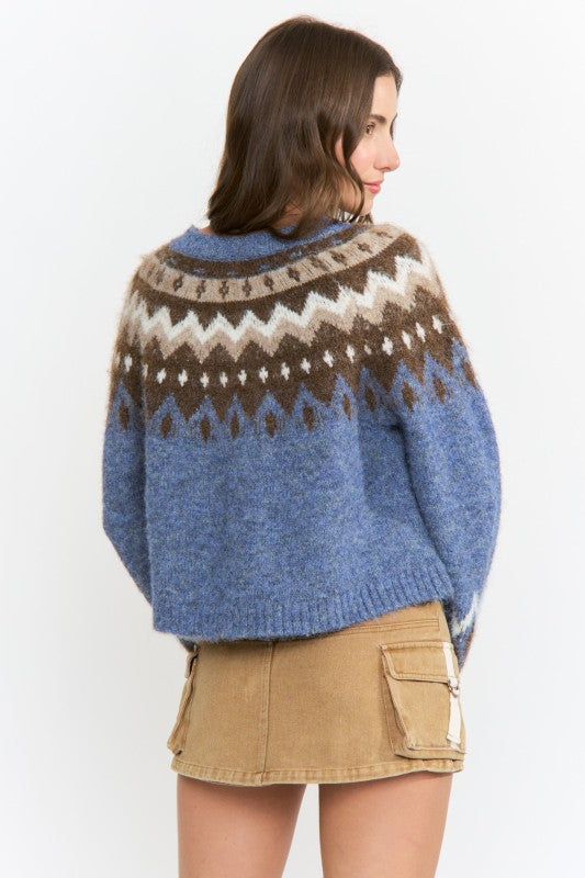 Nordic Pattern Knit Cardigan