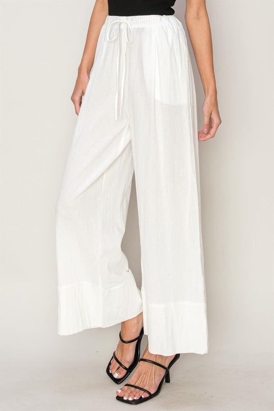 Linen Blend Pants- White