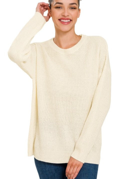 Cream Textured Sweater