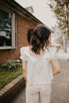 Puff Sleeve Babydoll Top- White