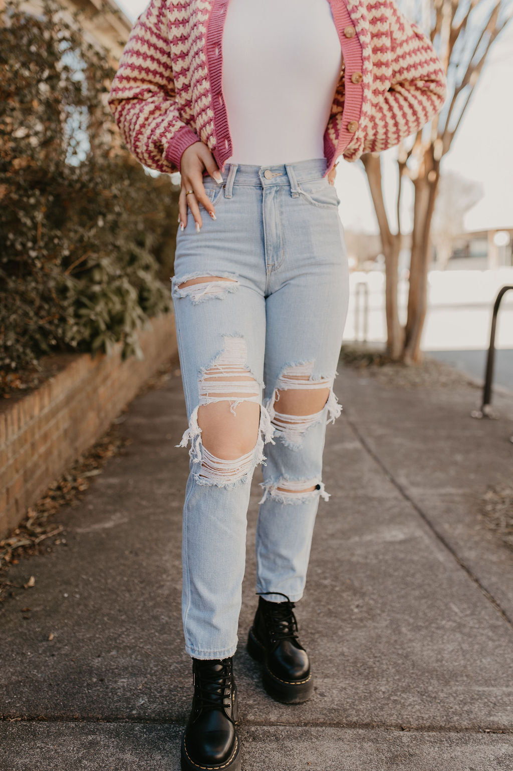 Sophia Distressed High Rise Jeans