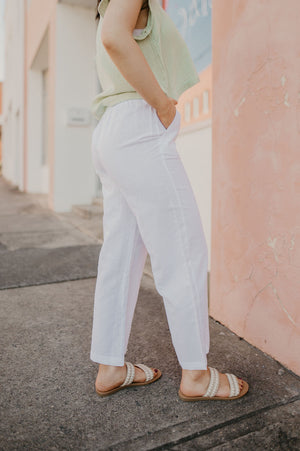 Coast To Coast Linen Pants- White