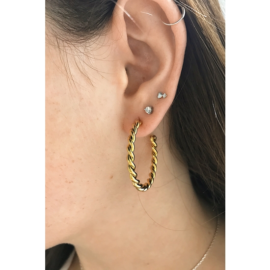 Twisted Gold Hoop Earrings